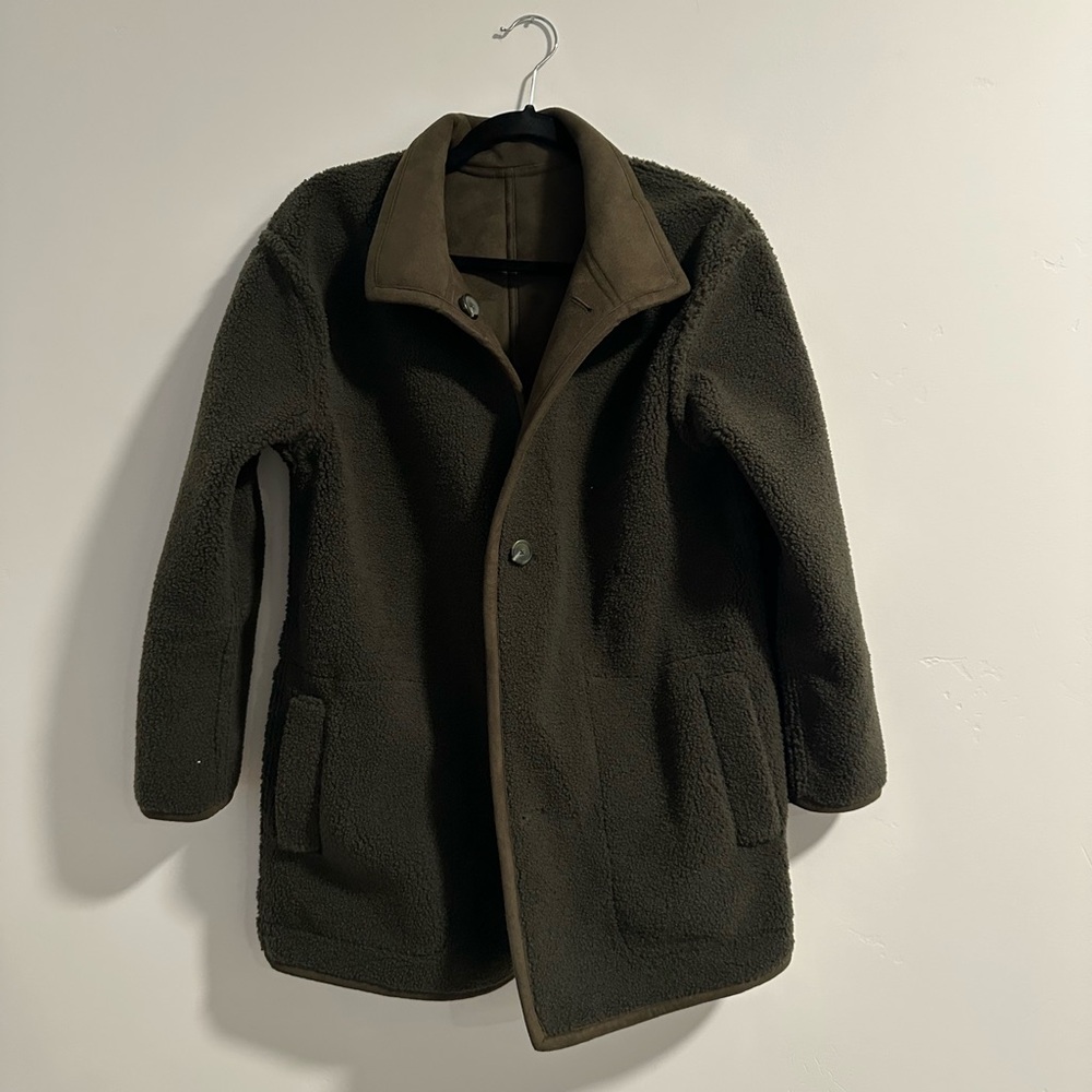 Reversible suede sherpa jacked